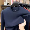 Camiseta de Manga Larga de Alta Gama para Hombre de 290g, Camiseta Interior con Cuello Medio-Alto para Hombre, Nuevo Estilo Otoño e Invierno, Ropa para Hombre de Color Sólido Estilo 'Old Money'