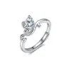 Anillo Abierto de Circonita Deslumbrante de Alta Calidad, Anillo de Moda y de Alta Gama, Joyería para Mujer, Anillo de Diamante Simulado Súper Brillante Regalo