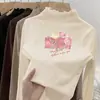 Ropa interior térmica para niñas Otoño Invierno Nueva Elegante Cuello Semi-Alto Forro Polar Ropa interior para niños Niña Pequeña Camiseta de Manga Larga con Volantes