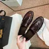 Mocasines Plegables Retro Británicos para Mujer, Zapatos Pequeños de Cuero Versátiles Slip-on para el Commuter Perezoso, Zapatos de Tacón Grueso