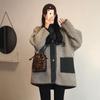 Llegada de Invierno Abrigo Grueso de Lana de Cordero Estilo Hepburn Abrigo de Lana Japonés Puntada Vintage Contraste Forro Polar de Algodón