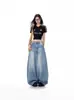 Jeans Americano Retrô de Perna Larga para Mulheres, Novo Design de Cintura Alta para o Inverno de 2025, Calças Reta Soltas Estilo Scimitar