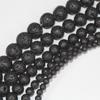 Accesorios de bricolaje, pulsera de cuentas redondas de piedra volcánica negra, material de accesorios, pulsera semiacabada, cuentas dispersas