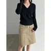 Suéter tejido de punto ajustado con cuello en V y diseño de nicho LUXI para mujer, otoño 2026 estilo coreano adelgazante clásico de manga larga ss1098