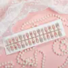 30 Piezas de Uñas Portátiles Ojo de Gato que Cambian de Color, Cortas Color Nude, Manicura Hecha a Mano Ojo de Gato Blanco, Parches de Uñas Acabado de Alta Gama