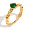 Moda Ins Europea y Americana Elegante Nicho Diseño Retro Joyería de Mano Acero Inoxidable Chapado en Oro de 18K Cadena Mini Anillo para Mujeres