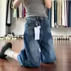 Jeans cropped azul escuro estilo americano de perna larga para mulheres, novidade verão 2026 cintura alta emagrecedor solto reto comprimento médio