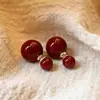 El Romance No Es Solo_Pendientes de Aro Geométricos Rojo Retro Ancora para Mujer Estilo Hong Kong Ins Pendientes Blancos de Gama Alta