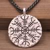 Popular Transfronterizo Colgante Rúnico de Brújula Vikinga Plata Retro Joyería Mitológica Nórdica Collar de Moda para Hombre al Por Mayor
