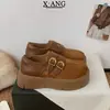 Zapatos Birkenstock de Piel Genuina Suela Gruesa Aumentadores de Altura Talla Pequeña Zapatos para Mujer Suela Suave Pies No Cansados Apertura Profunda Zapatos de Una Sola Pieza Hebilla de Cinturón Mocasines