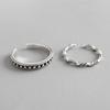 Anillo de plata de ley S925 estilo coreano para mujer, estilo vintage, con cuentas redondas antiguas, estilo ondulado y torcido.