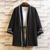 Estilo chinês Guindaste Masculino Bordado Sete Pontos Manga Top Moda Masculina Cardigan Fino Hanfu Jaqueta Masculina Atacado