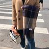 2022 cachecol xadrez coreano Dongdaemun comprando imitação de cashmere borla xale cachecol unissex