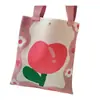 Bolsa de Ombro Flor Doce Estilo Japonês e Coreano Bolsa Tote de Tricô de Grande Capacidade Versátil para o Dia a Dia Bolsa para Livros de Estudante