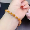 Pulseira Fanta Natural com Pedra Principal de Cor Fogo de Alta Clareza Explosão 5*6Mm Prata de Lei 925 Inlay de Precisão