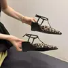 Sandalias de cuña con punta fina y tira trasera estilo francés para mujer, Novedad Primavera/Verano 2026, Mocasines Versátiles de una sola tira con tacón alto