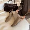 Botas de Moda de Piel Gamuzada con Cremallera Lateral y Punta Fina de Diseño de Nicho 2026 Nuevas Llegadas de Invierno Dos Alturas de Caña Botas Largas Elegantes y Sencillas
