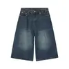 Pantalones vaqueros de pierna ancha recortados de verano, nuevos pantalones cortos holgados rectos de estilo americano, lavados, retro, neutros, de moda para hombres y mujeres.