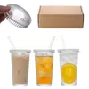 Vaso de Paja Vertical Rayado Casual con Tapa, Vaso de Agua de Aspecto Elegante Estilo Ins, Vaso para Leche Café, Vaso para Bebidas, Vaso para Café Helado