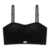 Ropa interior strapless sin costuras de seda helada de verano para mujer, sujetador push-up antideslizante para busto pequeño, camisola de espalda hermosa, top tipo tubo envolvente