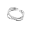 Anillo Cruzado de Línea Estilo Minimalista Fresco para Mujer, Anillo Abierto Versátil de Moda Personalidad Temperamento, Anillo para Dedo Índice Estilo Ins