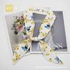 Lenço de Seda Versátil de 96 cm de Comprimento com Laço, Fita Floral e Fita Decorativa para Amarrar no Cabelo ou Decorar Bolsas como Lembrança