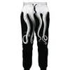 En stock venta directa al por mayor Europa y Estados Unidos impresión digital 3D pantalones simples en blanco y negro pantalones rectos para hombre y mujer pantalones casuales holgados
