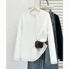 Blusa Feminina Plus Size Estilo Novo de Primavera Simples Versátil Manga Longa com Costura Visível 100kg Casual Roupa de Baixo Blusa 9525