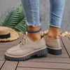 Zapatos de cuero para mujer de punta redonda, talla grande, transfronterizos, temporada primavera/otoño 2026, moda europea y americana, mocasines con plataforma de aumento de altura, en stock