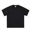 Camiseta Pesada Personalizada 305g para Homens, Versão Europeia, Estilo Americano, Gola Larga, Gola Redonda, Cor Sólida, Marca de Moda Urbana, Camiseta de Manga Curta, Camiseta Básica