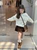 Suéter de punto con capas huecas, suelto y elegante, estilo coreano para niñas Aimobeibei, cárdigan de punto casual, suave y de alta calidad para niños