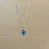 Collar Geométrico con Colgante de Gota de Agua Aquamarina Nuevo Coreano Moda Nicho Simple Exquisito Collar de Gama Alta Blanqueamiento