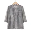 Camisa de Manga Média da Mamãe 2025 Nova Roupa para Mulheres de Meia-Idade e Idosas Camisa de Verão para Avó Terno Estilo Ocidental Camisa Solta