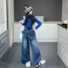 Jeans para niñas, colección otoño 2026, estilo nuevo, pantalones de moda y holgados para niños, pantalones de pierna ancha para niños mayores para usar en exteriores