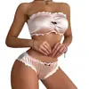 Conjunto de Lencería Strapless Europeo, Americano y del Sudeste Asiático Transfronterizo para Mujer, Tela de Satín, Satín Brillante, Conjunto de Sujetador sin Varillas, Top Tubo de Envolver