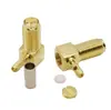Soldadura con cable RG316 RG174 cobre puro chapado oro real RF coaxial conector de crimpado acodado hembra RP-SMA