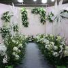 Mori White conjunto de cena de casamento fresco flor artificial floral Ponto de flor de estrada fundo palco arranjo de boas-vindas