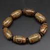 Pulsera de Ágata Amarilla Chalcedonia Ojo Amarillo Dzi de Xizang Tianyan, Dzi de Longan en Una Línea, para Hombres y Mujeres, Suministro al por Mayor