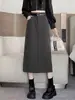Saia de terno feminina preta 2026 nova primavera e outono mais vendida cintura alta modeladora linha A fenda elegante versátil