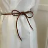 Cinturón de Cuerda de Cuero de Cintura Ceñida para Mujer Sentido de Alta Gama Exquisito Cinturón Pequeño Lazo Moda Versátil Cuerda Decorativa para Cintura Anudada