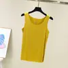 Pantalones de Tela Fresca Verano Nuevo Estilo Coreano Hilo Algodón Sin Marcas Cuello Redondo Camisola Mujer Elástico Talla Grande Top Camisola Base