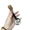 Mango con aspecto de madera, forma de osito pequeño, cuchara de cabeza redonda, puede mantenerse de pie, adecuada para alimentar fórmula, uso doméstico, cuchara para alimentar niños y bebés, acero inoxidable, cuchara de fondo plano