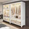 Guarda-roupa de Aço Armário de Armazenamento Simples Guarda-roupa de Quarto Armário de Armazenamento Prateleira à Prova de Poeira De Chão Casa de Aluguel Armário Multicamadas