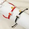Pulsera de Cerámica Jingdezhen Cuerda para la Mano Cuerda Roja Pareja Hombres y Mujeres Tejida a Mano Simple Regalo para Chica Estudiante Suministro en Vivo