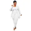 N7750 Roupas Europeias e Americanas Plus Size para Mulheres Amazon Moda Elegante Profissional Casual Manga Longa Calça Longa Blazer Conjunto de Duas Peças