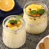 Botella de Pudín de Rayas Verticales Botella de Vidrio para Leche Taza de Vidrio para Yogur Taza de Vidrio para Mousse Gelatina Botella de Nido de Pájaro
