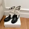 Botas de montar de media pantorrilla para mujer con hebilla de cinturón en bloques de color, punta redonda, tacón grueso, estilo británico, nuevas botas Martin de cuero y tela patchwork para otoño e invierno para mujer