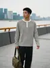 Camiseta Henley de Rayas Finas Retro Japonesa de Manga Larga para Hombre, Nueva Clásica Versátil Holgada Casual de Primavera/Verano para Mujer