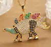 2026 Nueva Popular Cadena para Clavícula Dorada Animal Legendario Colgante, Lujo Ligero Circonita Colorida Cadena de Animales de Cobre