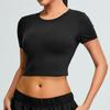 Camiseta de manga curta com gola redonda europeia e americana, roupa de ioga, top esportivo feminino Cloud Sense, roupa de fitness de secagem rápida para corrida ao ar livre